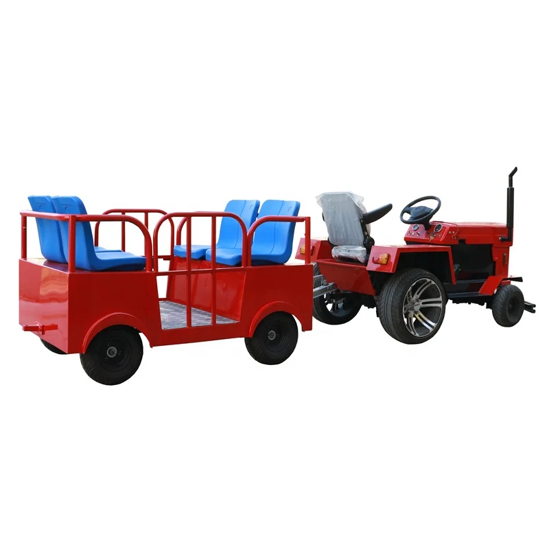 Indoor/Outdoor Fun Electric Sightseeing Car Bus & Tractor for Kids Made of Durable Steel