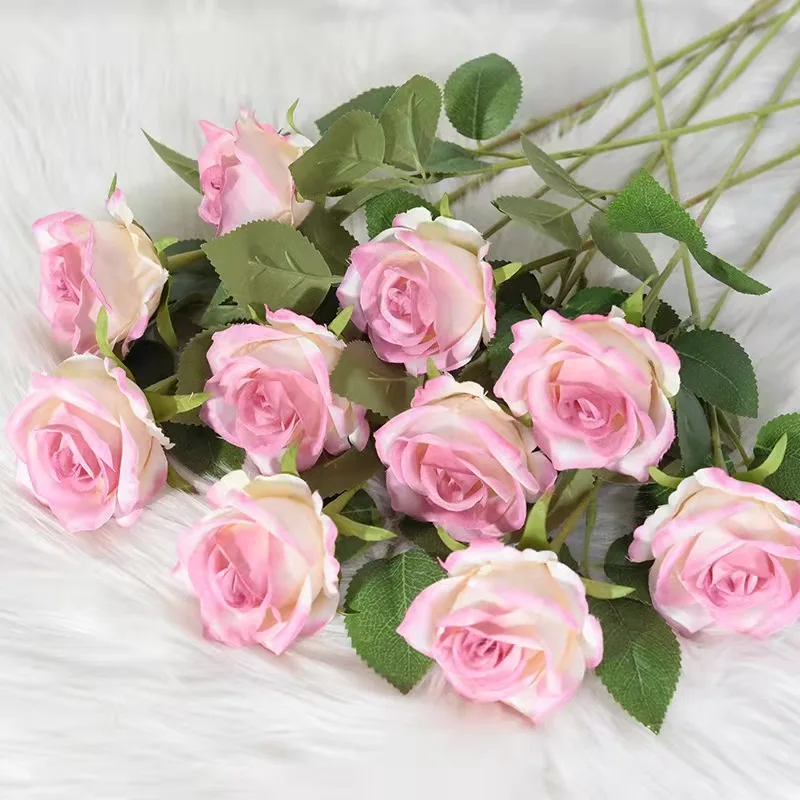YIWAN wholesale cheap single High branch big rose Camellia silk flowers Artificial Flowers Handmade decoration for wedding