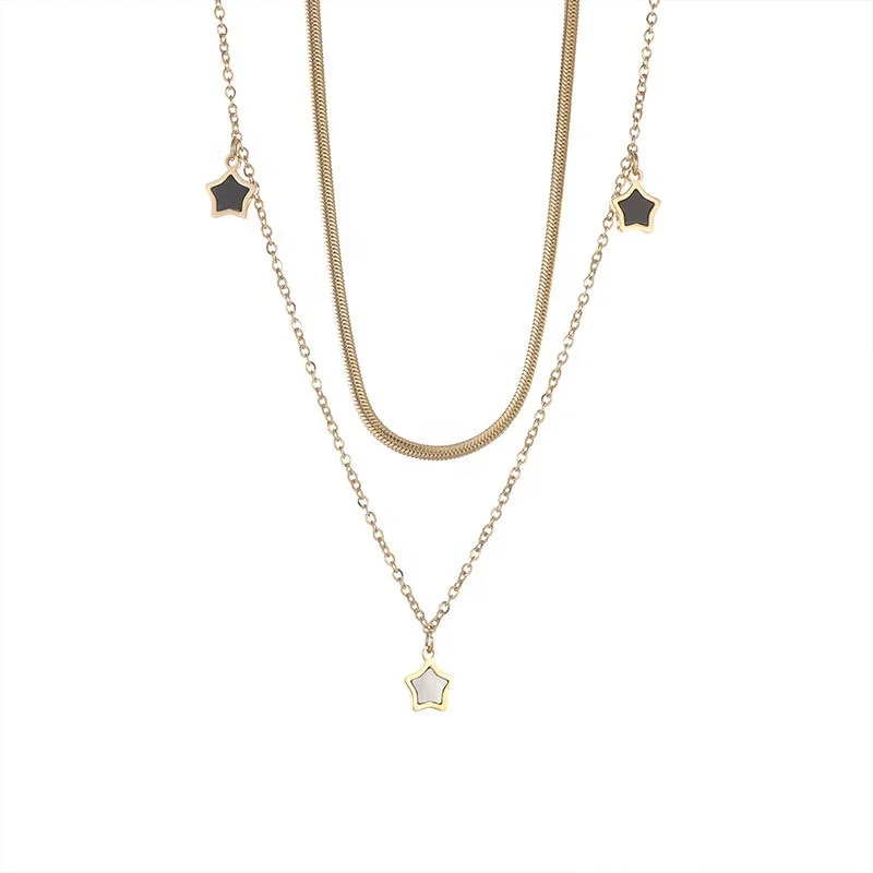 Ziming Customized 14 K Real Gold Plating Stainless Steel Chain Star And Shell Pendant Collarbone Necklace And Bracelet