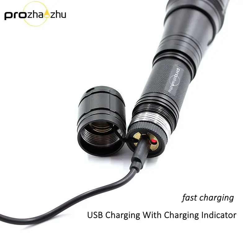 Wholesale Diving Flashlight IP68 Waterproof USB Charging Underwater Aluminum Focus Zoom Scuba Torch Flashlight