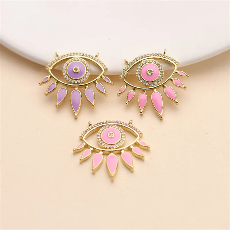 Fashion Bohemia Style Eye Enamel Pendant Brass Gold Plated Necklace Jewelry For Women Girls Children