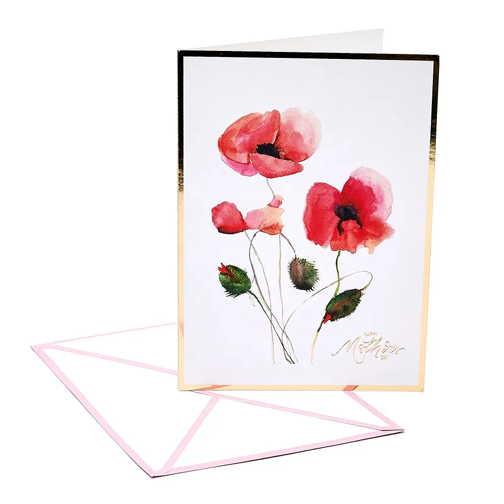 Warm Sweet Novelty Personalised Flower Scent Happy Mothers Day Greeting Cards with Envelopes Manufacturer