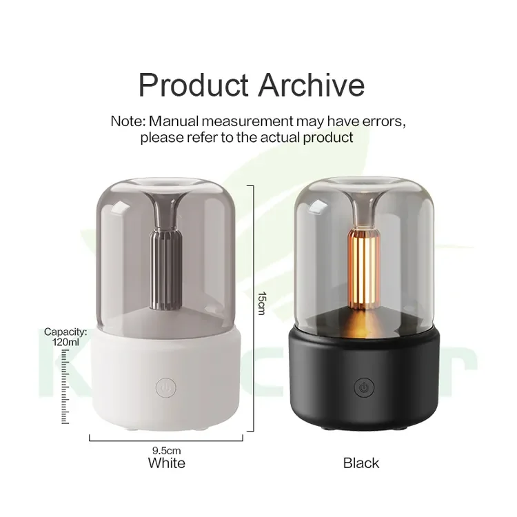 Candle Light Aroma Diffuser, Portable 120Ml Electric USB Air Humidifier 3D Flame Aromatherapy Living Room Bedroom Diffusers