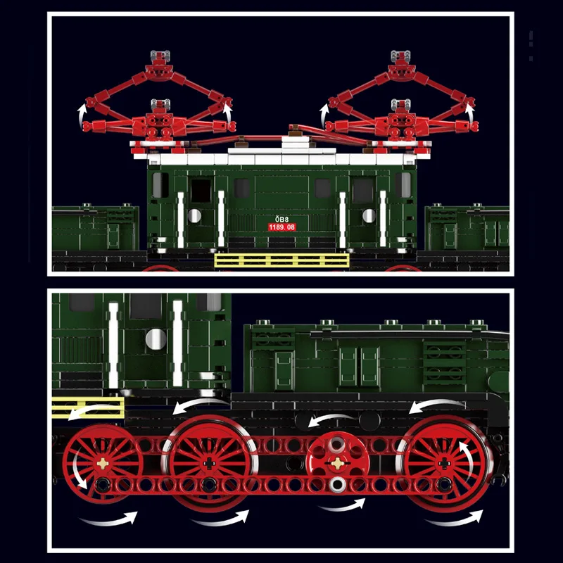 Mould King Moc 12023 Electric Locomotive Track Railway Model Educational Building Block Set Creative Diy Plastic Boys Train Sets