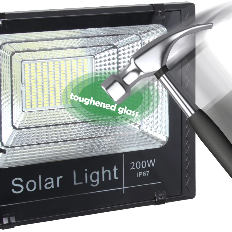 Solar Energy 14h Working Time High Power 200W Waterproof IP67 SMD2835 150Leds Garden LED Flood Light With Remote Control