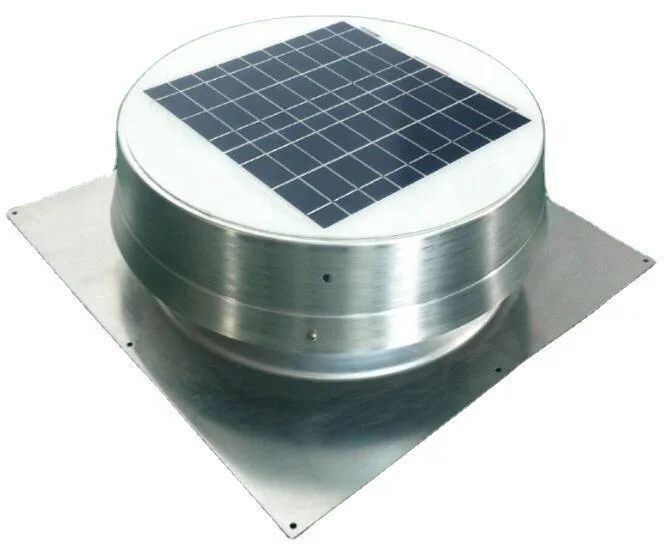 15W Square Base Aluminum Solar Extractor Fan With Built-in Solar Panel