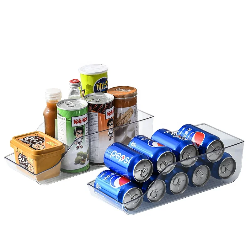 Plastic Refrigerator Storage Organizer Bin Drink Soda Can Dispenser Storage Holder