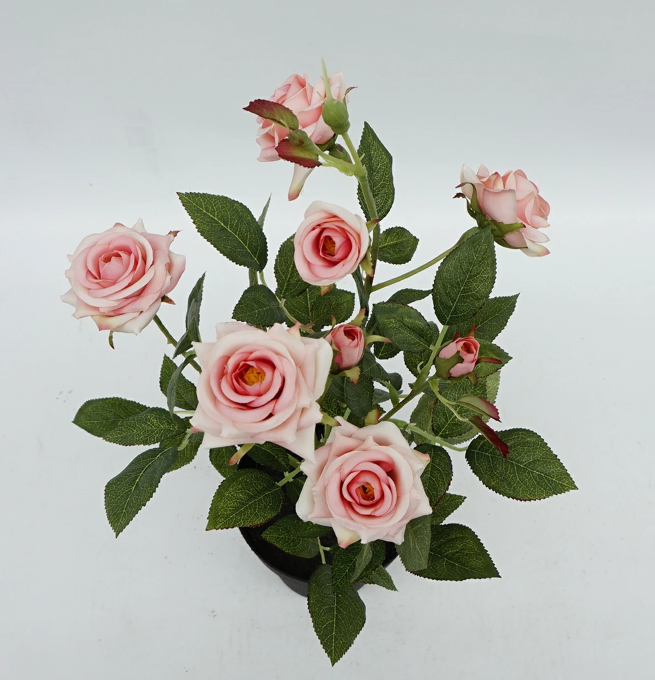 49Cm Potted  Camellia Rose W/Pot Artificial Glitter Rose Flower Heads Rose Flowers Artificial Decoration