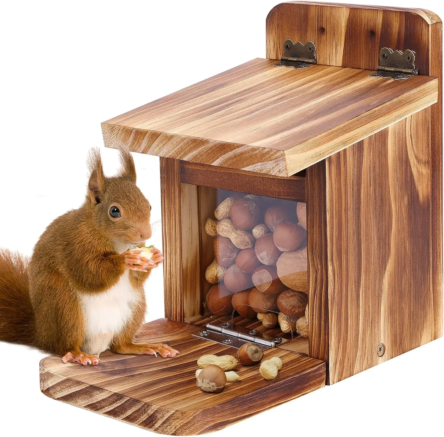 Hot Selling Outdoor Wall-Mounted Wooden Squirrel Feeder Box Durable Eco-Friendly Multifunction Classic Design House Feeder