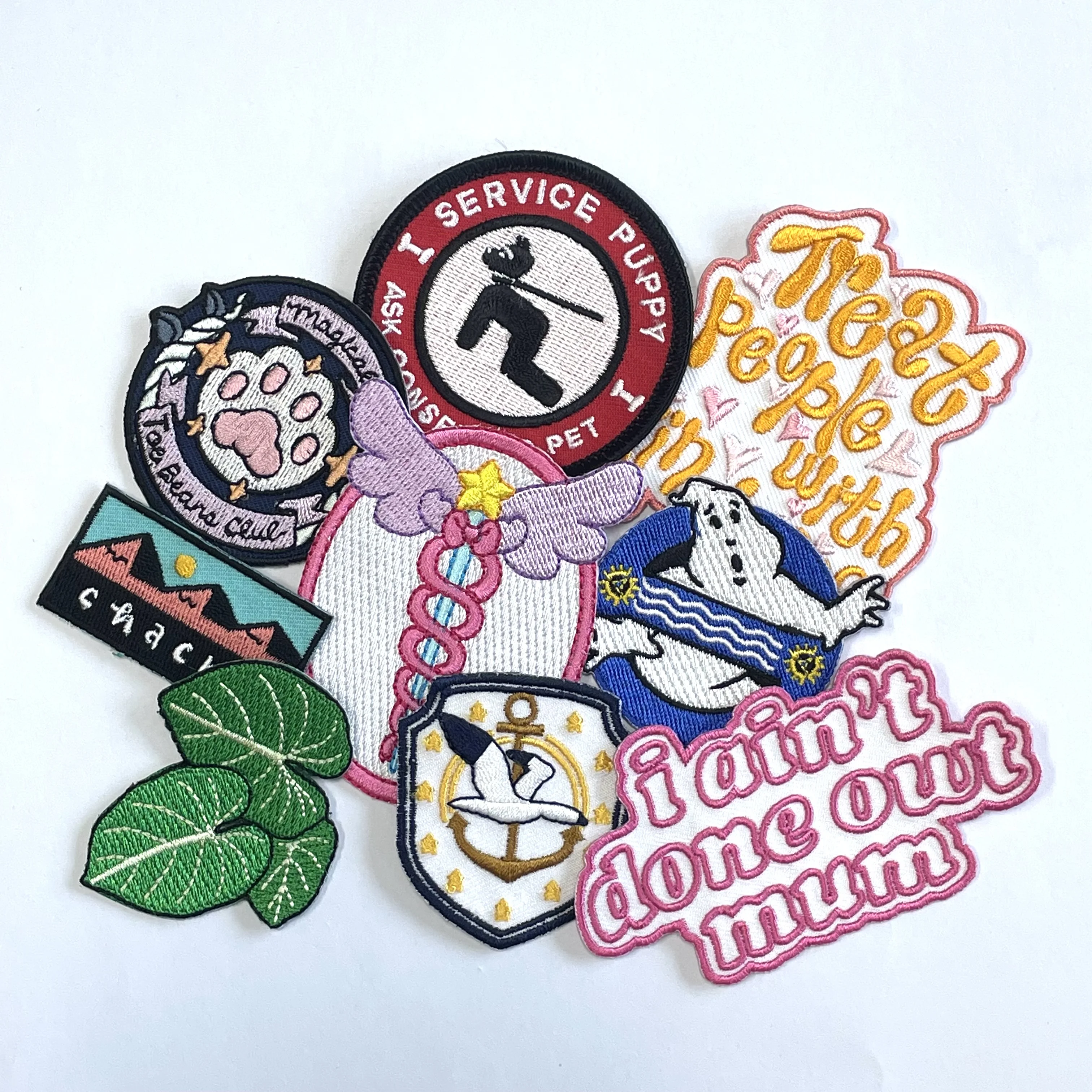 Iron On Stick On Rainbow Horse beige Bear Letters Custom Embroidery Patches Custom Patch Hat Clothing 3D Embroidery Patches