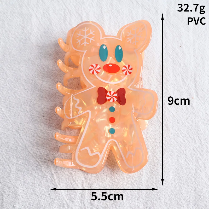 Christmas Gingerbread Man Hair Claw Cute Elk Deer Crab Hair Clip Cartoon Claw Clip Hair Accessories for Women Girls