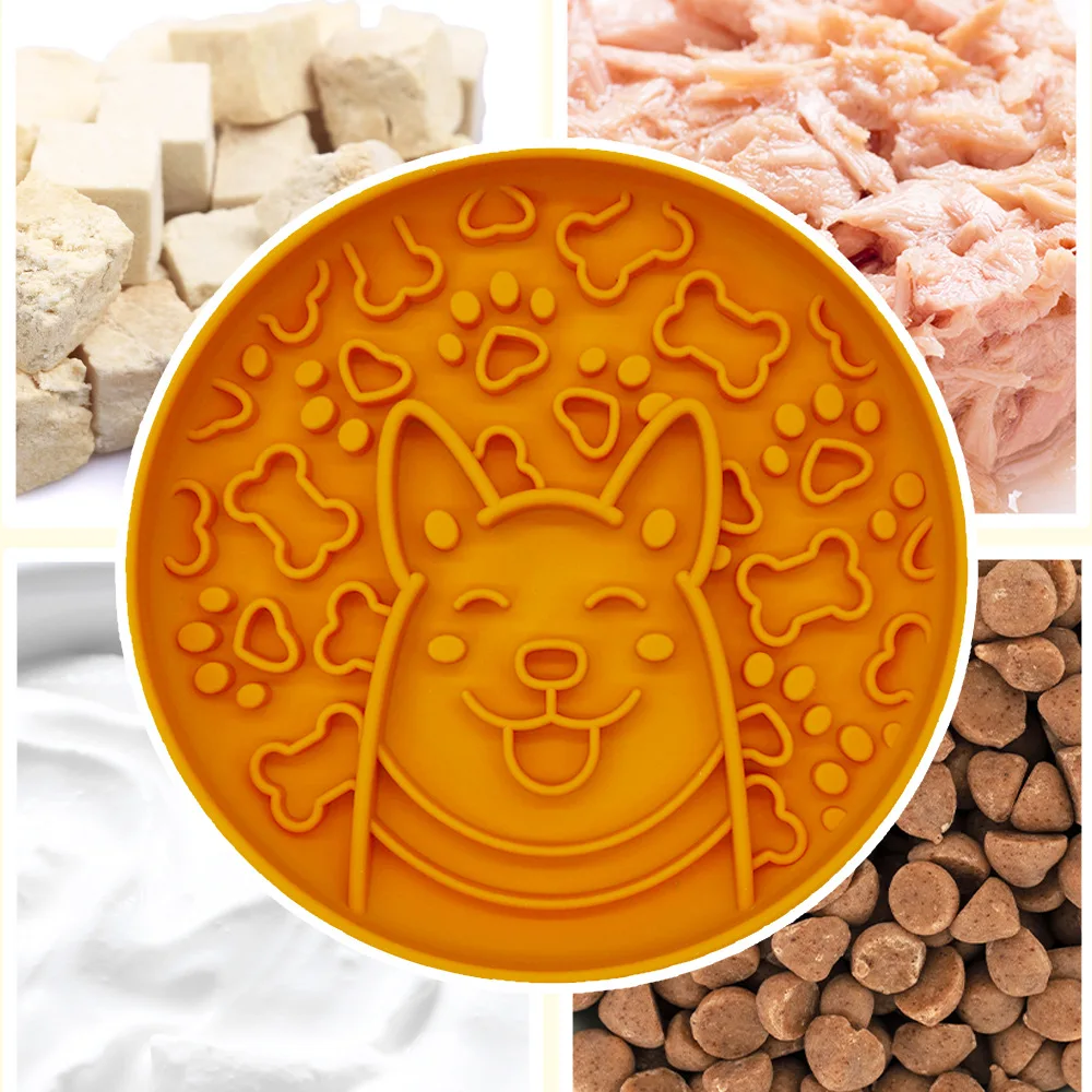 2024 Wholesale Cute Puppy Suction Anti Splash Pet Bowl Cat Dog Food Bowl Slow Feeder Silicone Bowl Dog
