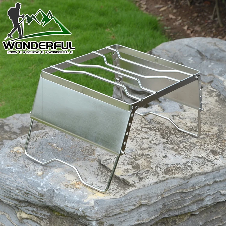 Stove Portable Outdoor Windproof Camping Pot Holder Stainless Steel Stove Holder Burner Bracket With Wind Deflector
