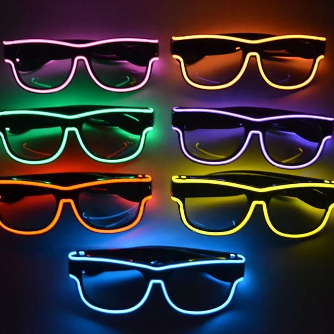LINLI USB Rechargeable EL Wire LED Glasses Light up Glasses LED Flashing Glasses
