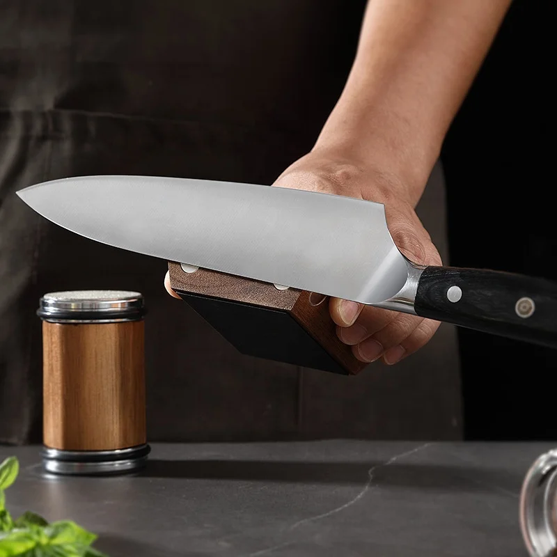 OEM Detachable Professional Stainless Steel Wooden Magnet Knife Sharpener In Kitchen