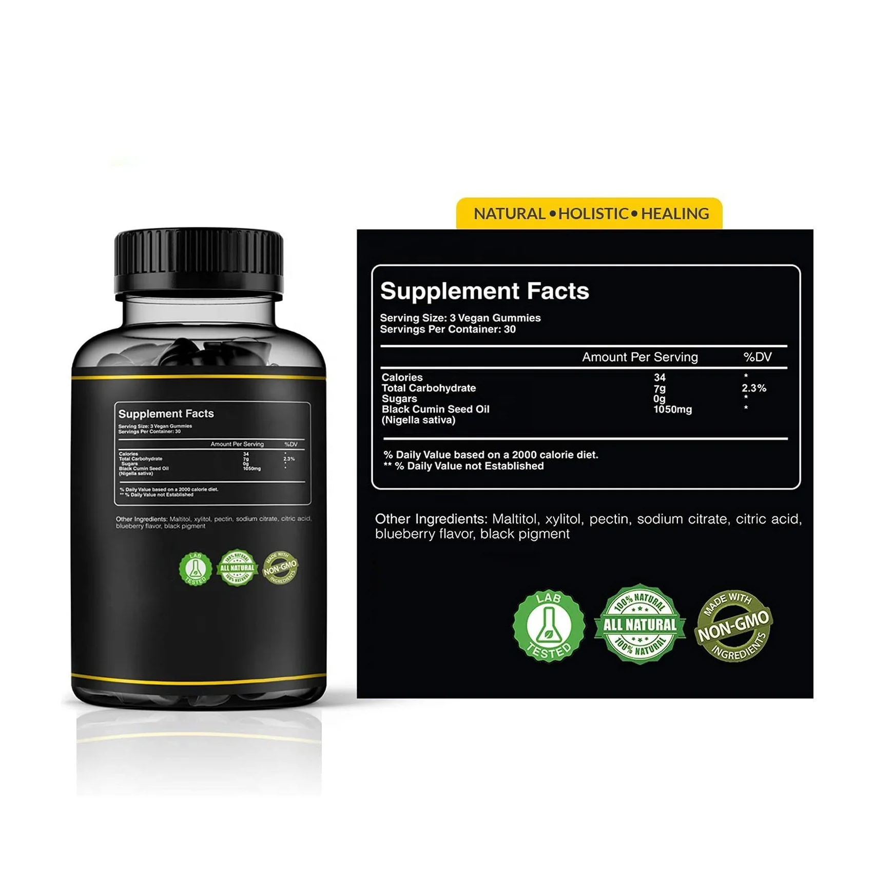 Organic Black Cumin Seed Oil Gummies Nigella Sativa Supplement with Omega 3 6 9 Fatty Acids Support for  Weight Management