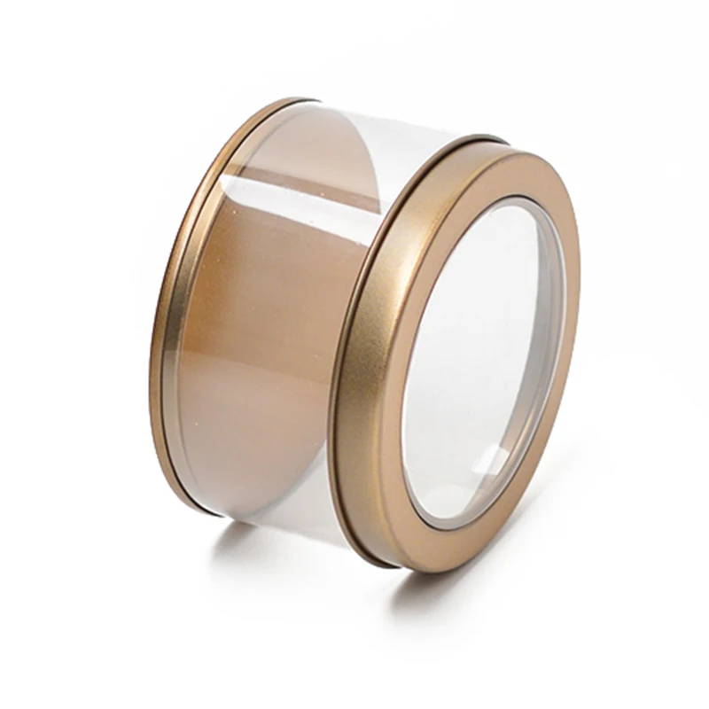 Professional customization transparent chocolate tin boxes plastic cookie tin box with  PVC window