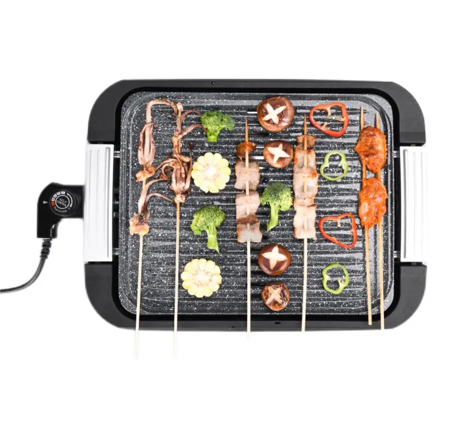 Kitchen Indoor Electric Griddle Flat Grill For Pancakes Eggs Burger With Glass Lid