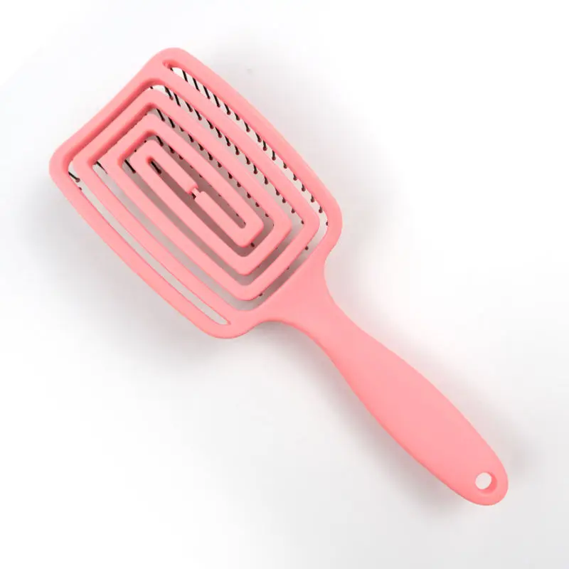 Curved Vented Detangling Hair Brush Cushion Hairbrush Vent Brushes With 6 RowBoar nylon Bristles for Women Styling Curly