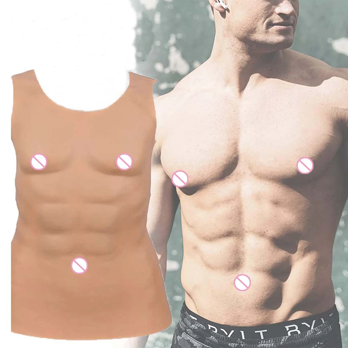 Sexy Realistic Silicone Man Chest Muscle Enhancer Body Suit Vest For Crossdresser Cosplayer