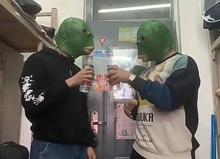 TikTok Influencer Style Green Fish Head Mask Animal Green Fish Mask Funny Prank Gag Sand Sculpture Head Cover