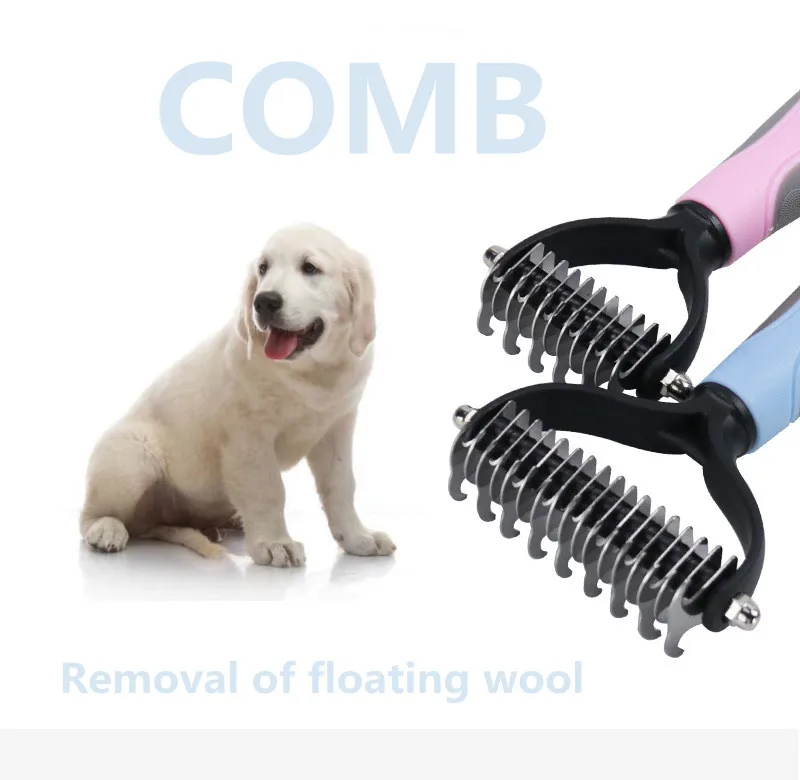 Pet Hair Remover Dog Cat Hair Comb  Pet 2 In 1 Stainless Steel Double Sided Dog Hair Brush Dog Comb