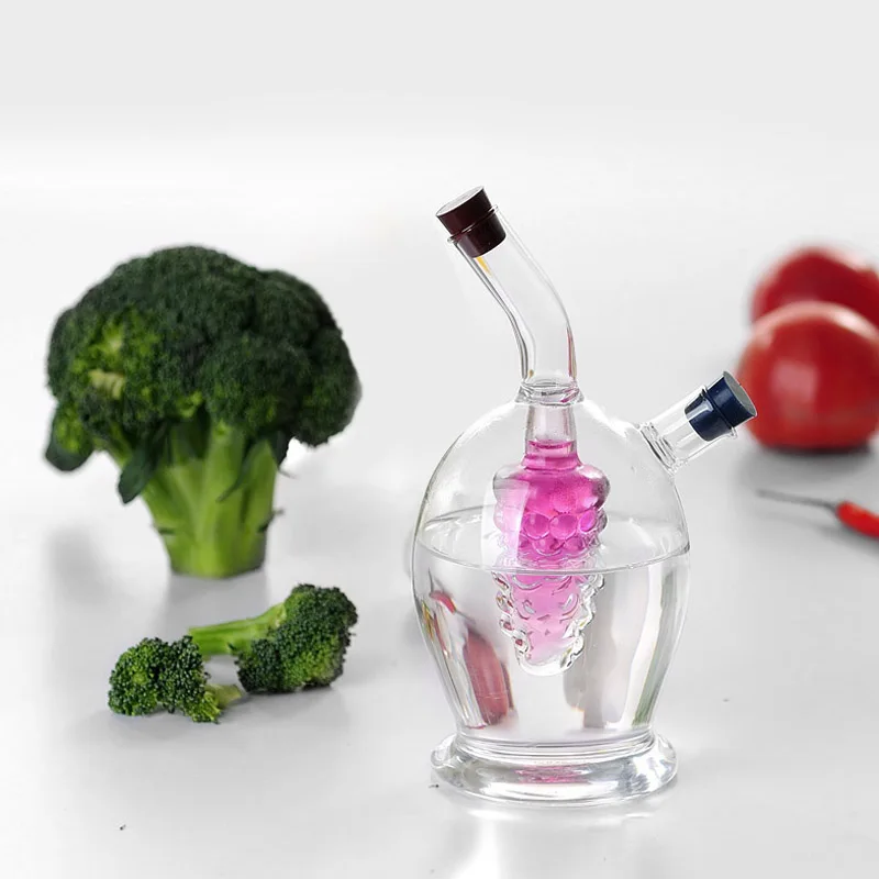 oil& vinegar grape shape double oil pots glass seasoning oil pot