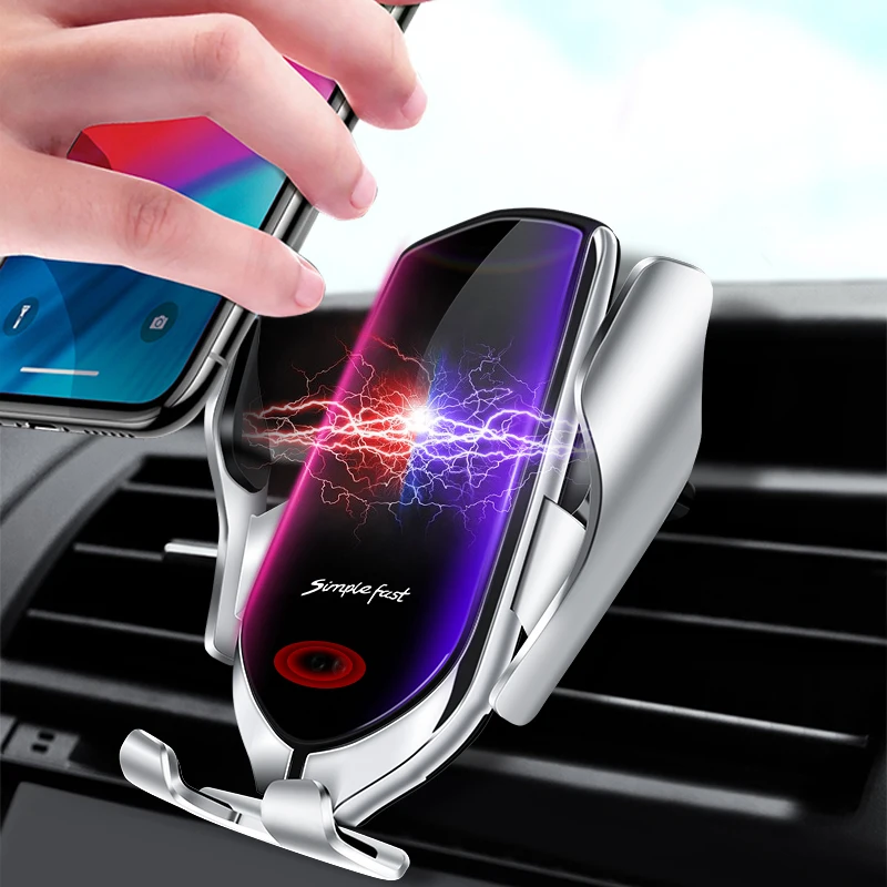 Chargeur San Fil Infrared Sensor Auto Clamping Wireless Car Charger Phone Holder for Car Charger Fast Charging Draadloze Oplader