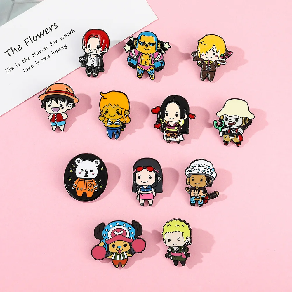 Hot Sale Jewelry Cartoon Anime Cool One Piece Luffy Zoro Ace Metal Crafts Pins Cloth Decoration Hat Bag Badges Brooch Accessory