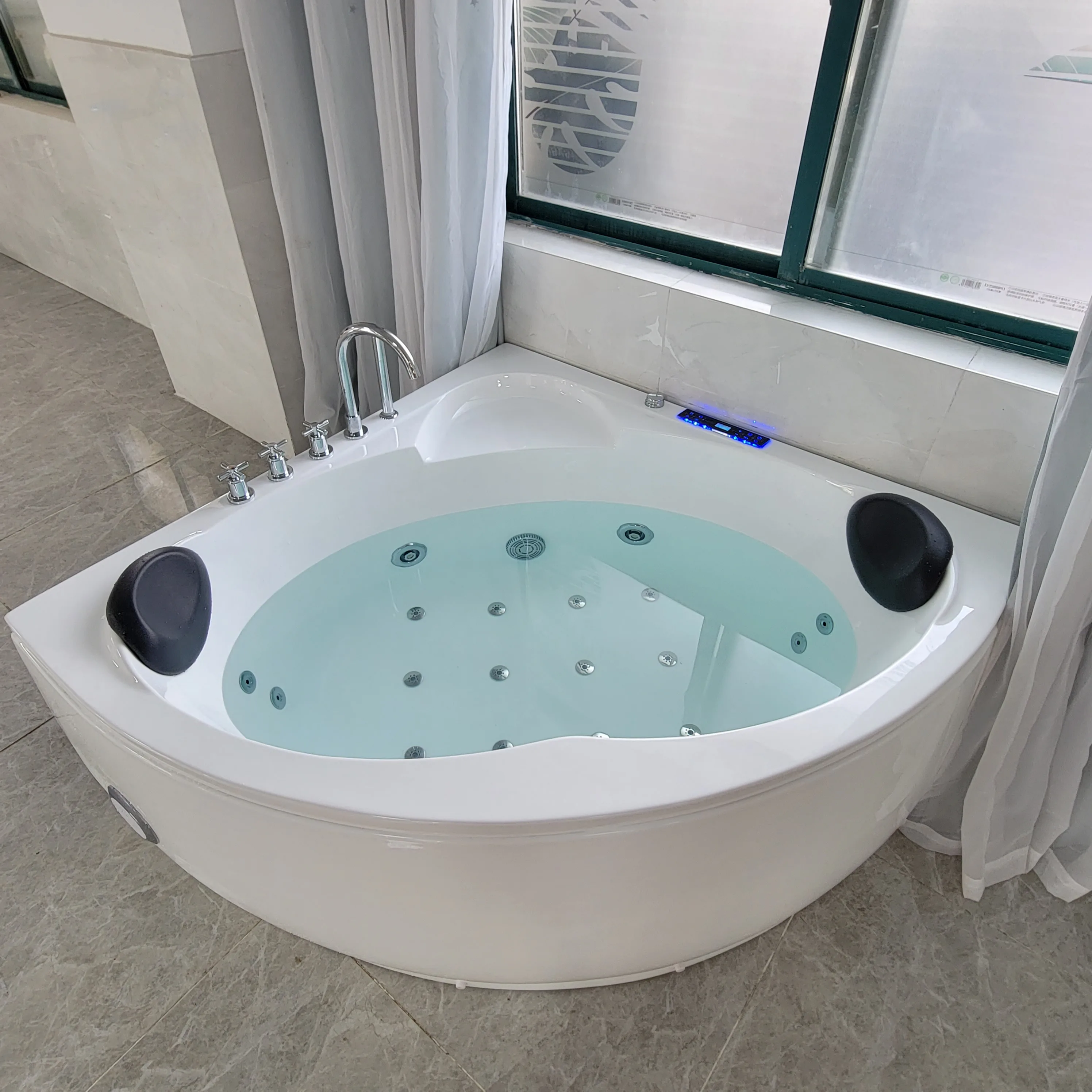LED jets massage 2 person large space whirlpool  corner massage bathtub