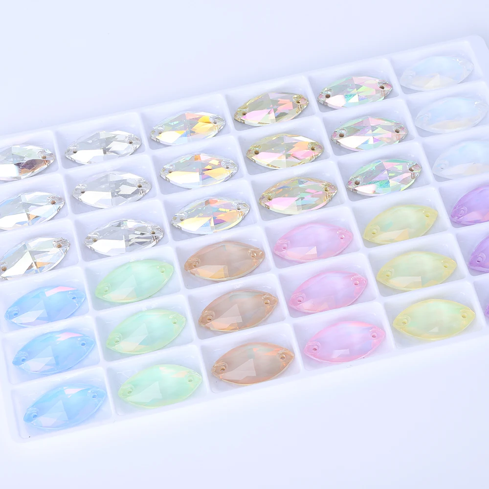 QIYI 3223 Different Size 55 Colors Latest Fashion Pure Hard Luxury Flat Back Bright Versatile Navette Sew-on Stone Rhinestones