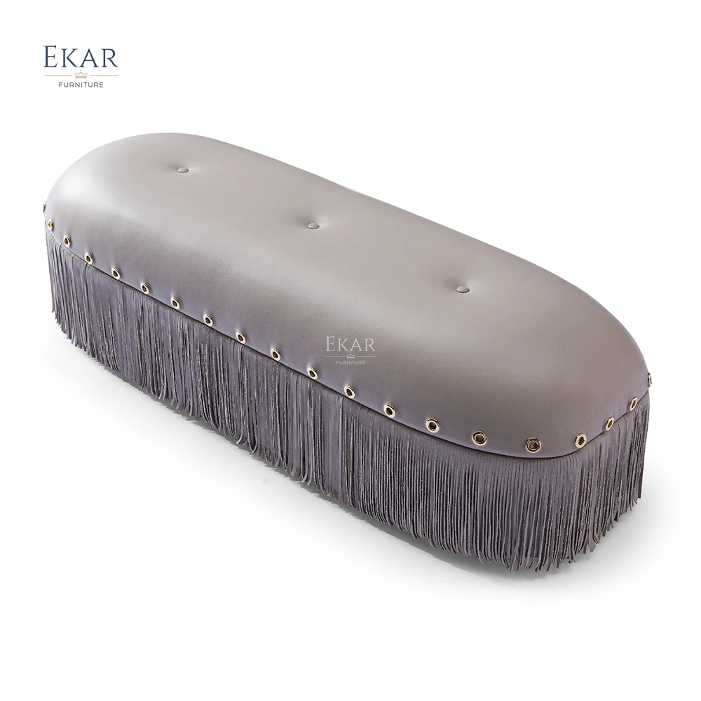 EKAR FURNITURE  Nordic luxury design bench modern furniture bedroom leather bed-end stool