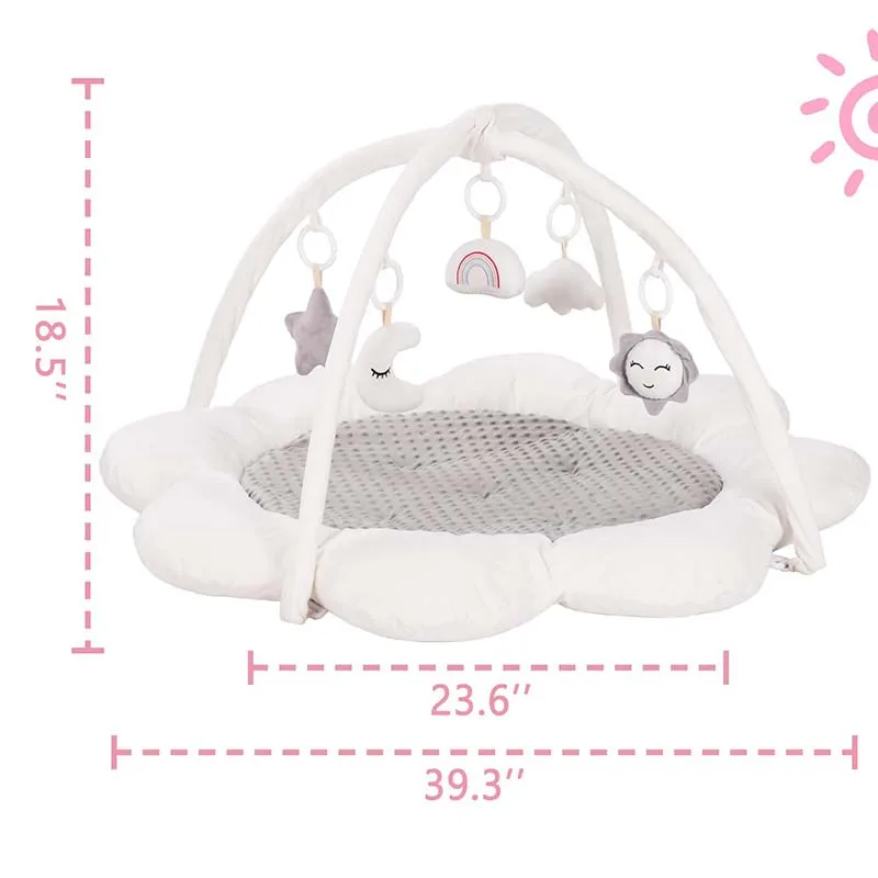 Baby Play Activity Gym Tummy Time Mat for Infant,Baby Gyms & Playmats for Babies 0 to 3 6 9 12 Months with 6 Toys