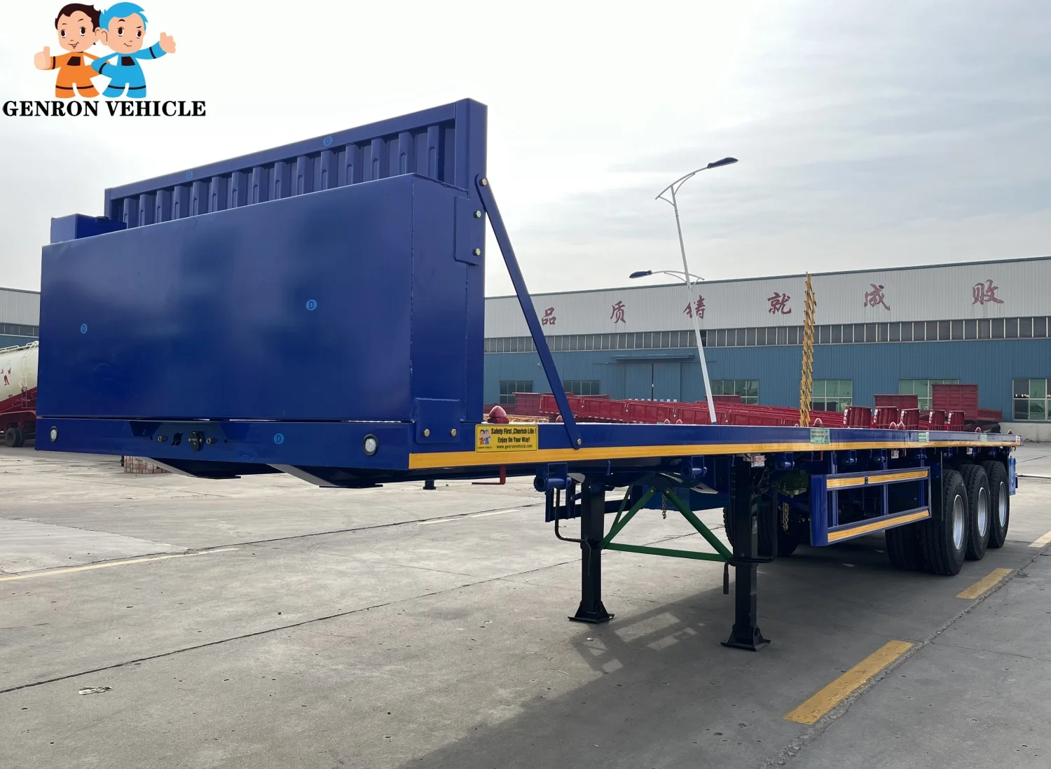 50 tons China three axles 13000x2500x2700 mm container transport/logistics flat bed semi trailer truck with oil tank