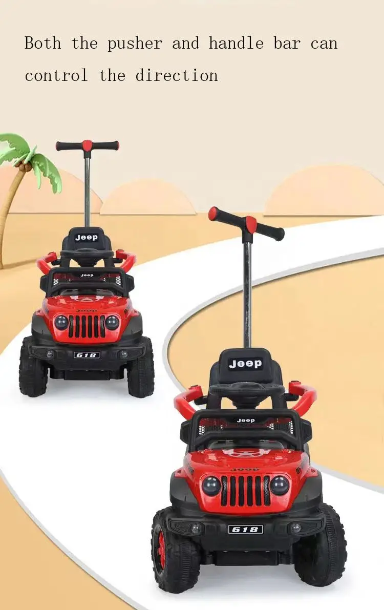 hot price multi-functional can ride and push simple drive 6V 4.5AH battery 380W motor electric car ride on toy with push handle