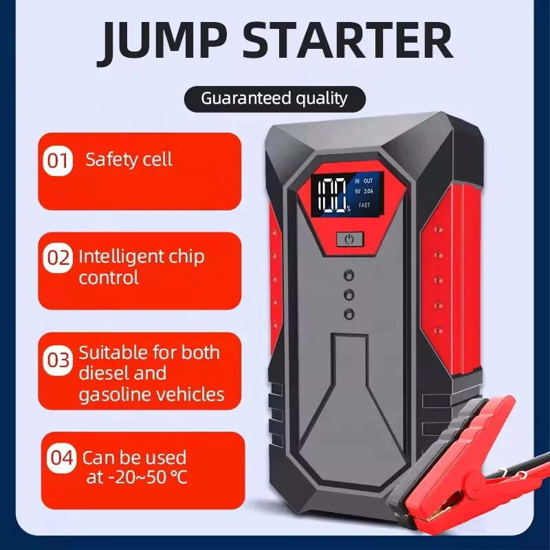 Car Jump Starter Power Bank 12V Output Portable Emergency Start-up Charger for Cars Booster Battery Starting Device