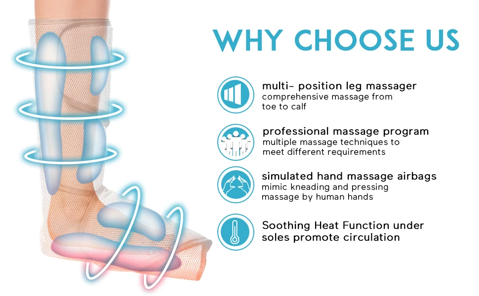 Manufacturer Direct Selling Air Pressure Wave Foldable Relaxing Timeable Foot Portable Foot Calf Leg Massager