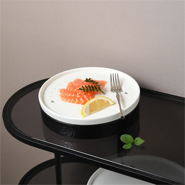 2024 Other Hotel & Restaurant Sushi Plates & Dishes Molecular Gastronomy Dry Ice Dishes High Quality Matt Ceramic Dry Ice Plate