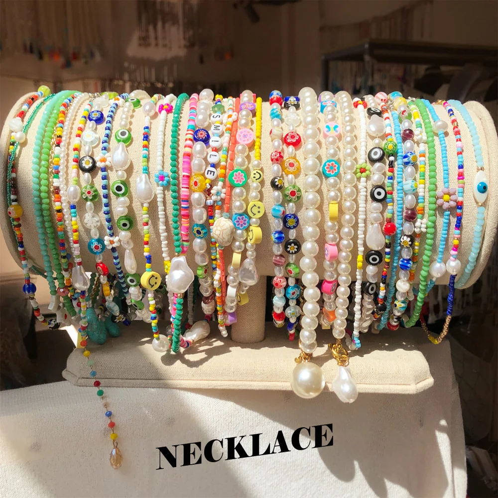 Женское Ожерелье из бисера ожерелье в богемном стиле с пресноводными бусинами и травой оптовая продажа