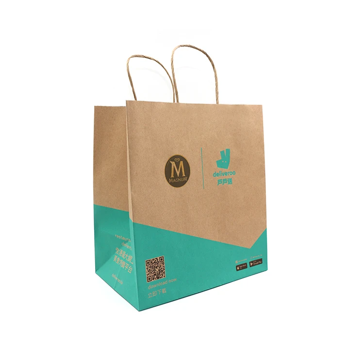 bolsas kraf personalizadas custom logo printed xl paper bags for restaurant