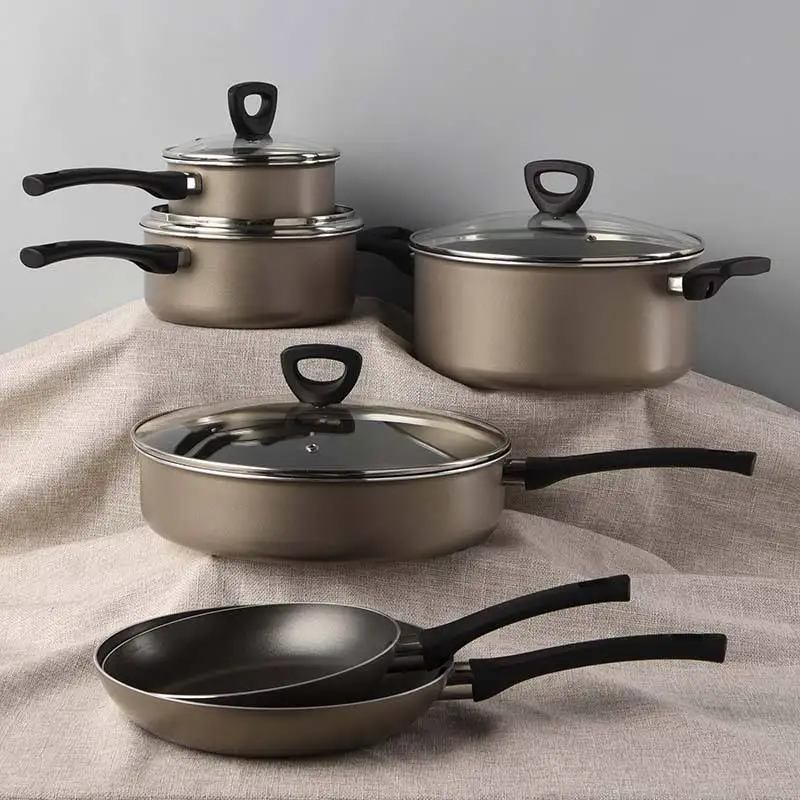 10 Pieces non-stick cooking pots and pans set non stick cookware sets