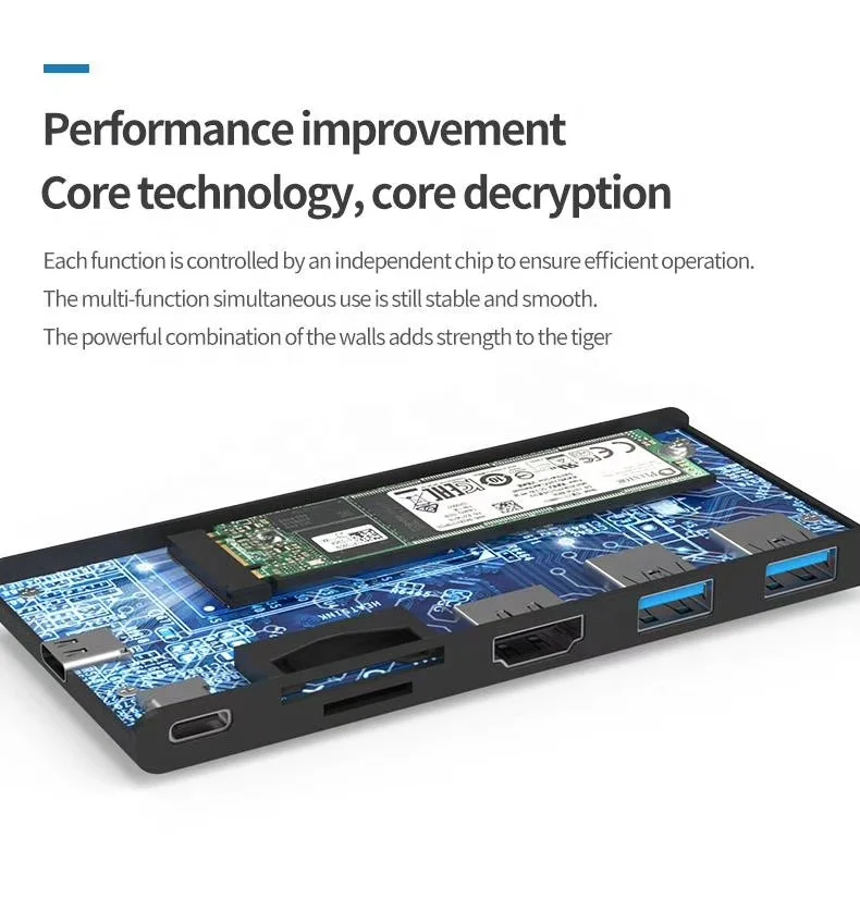 Usb-концентратор Тип c адаптер с корпусом Ngff Ssd 6 в 1 док-станция типа SD TF чехлом M2 Sata HDTV портов концентратор