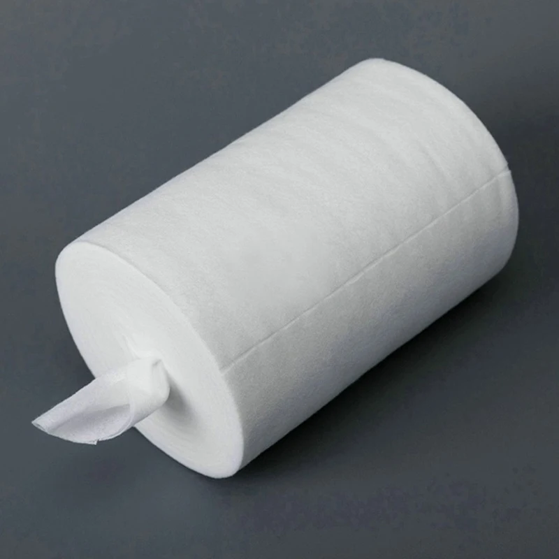 Small Size Non-woven Wipe Rolls in White 55gsm 46% Polyester+54% Woodpulp