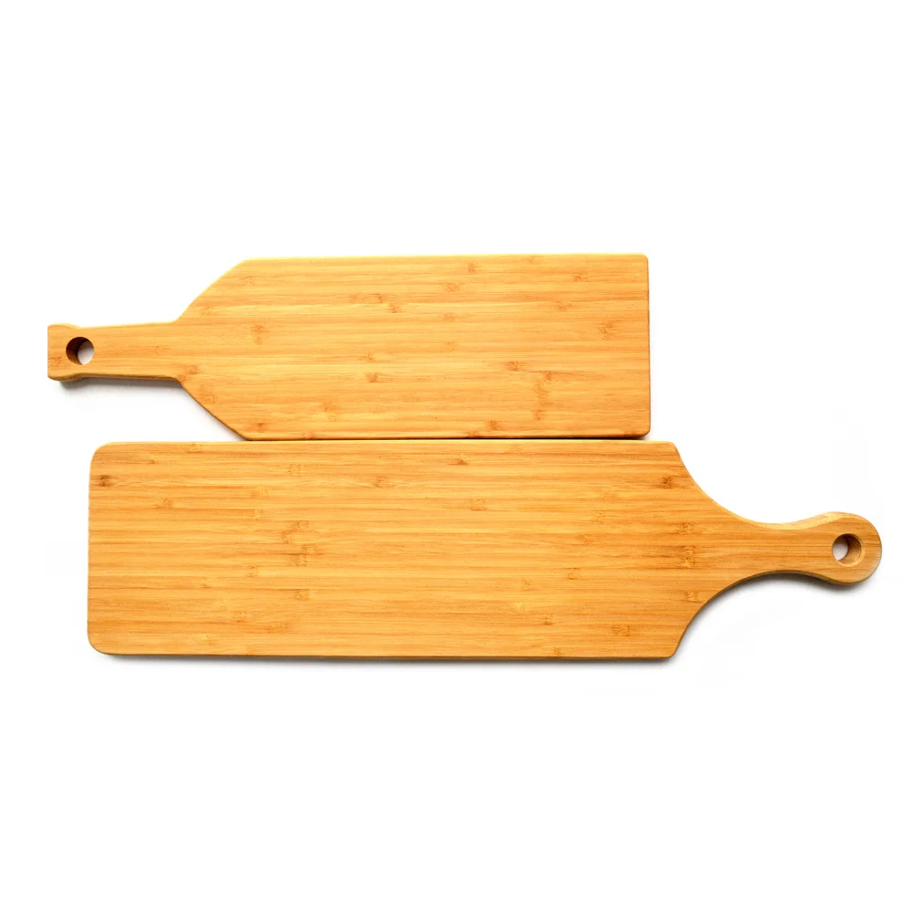 Wholesales Kitchen Personalized Custom Chopping Block Bamboo Serving Large Wine Bottle Shape Cutting Boards w/Handles