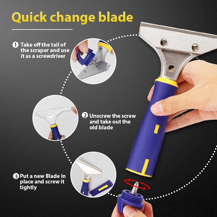 With 60# Carbon Steel Spare Blade Handy Household Cleaning Tools  Wallpaper Cement Removal Scraper Flexible Scraper