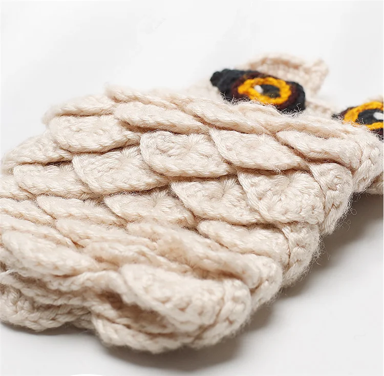fashion 2019 cute kids animal owl knit patterns half finger mittens arm warmers crochet handmade fingerless gloves for girls