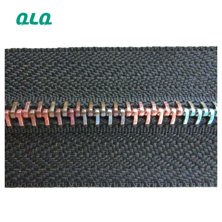 
QLQ High Quality Long Chain No 5 Rainbow Teeth Nylon Zipper With Metal Slider 