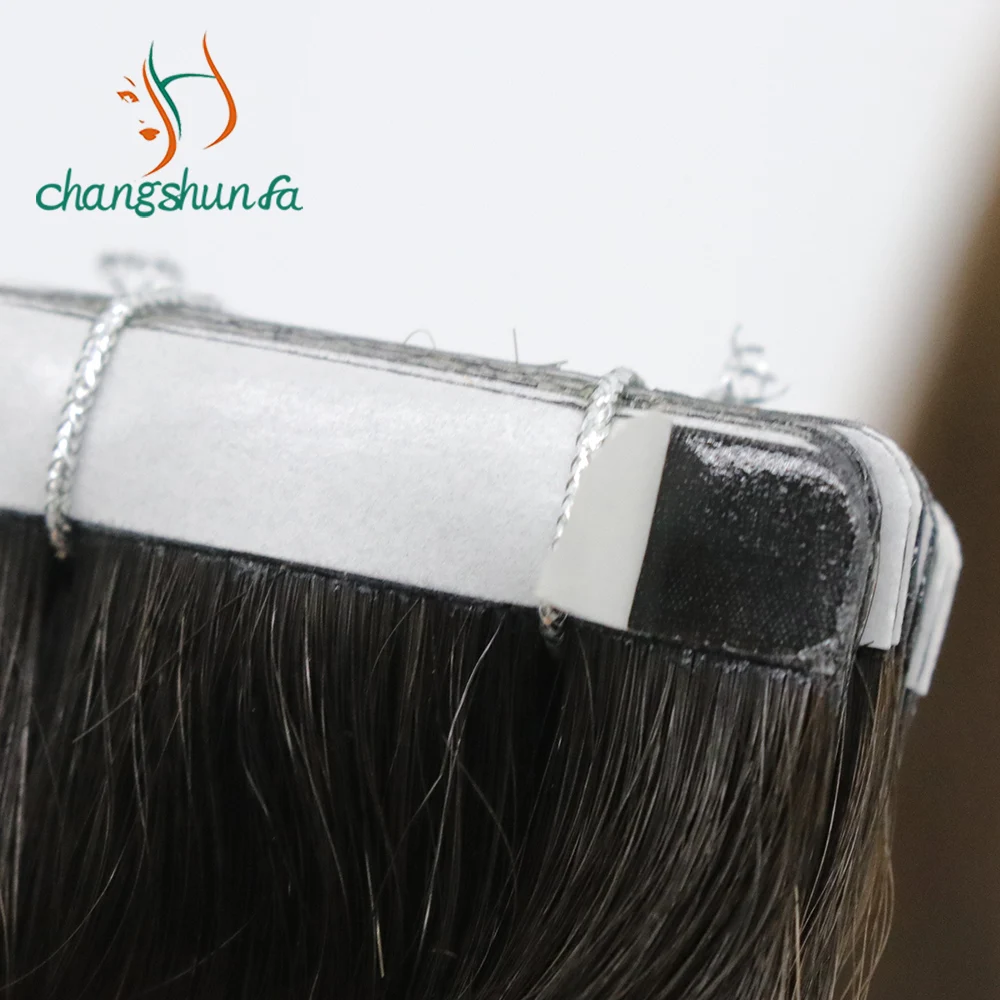 Changshunfa Real Tape In Russian Human Hair Extensions Remy Virgin Slim Invisible Skin Weft 8-30 Inches Hair Extensions