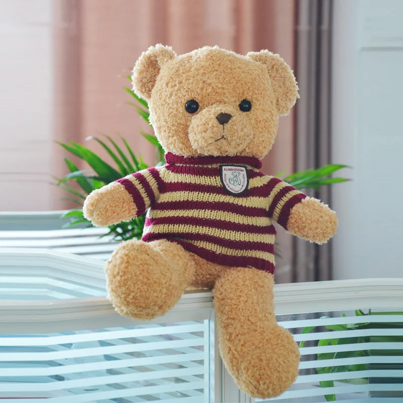 Cute Teddy Bear With Sweater Light Brown Dark Brown Plush Toy Kids Kawaii Gift Stuffed Animals Soft Bear For Graduation