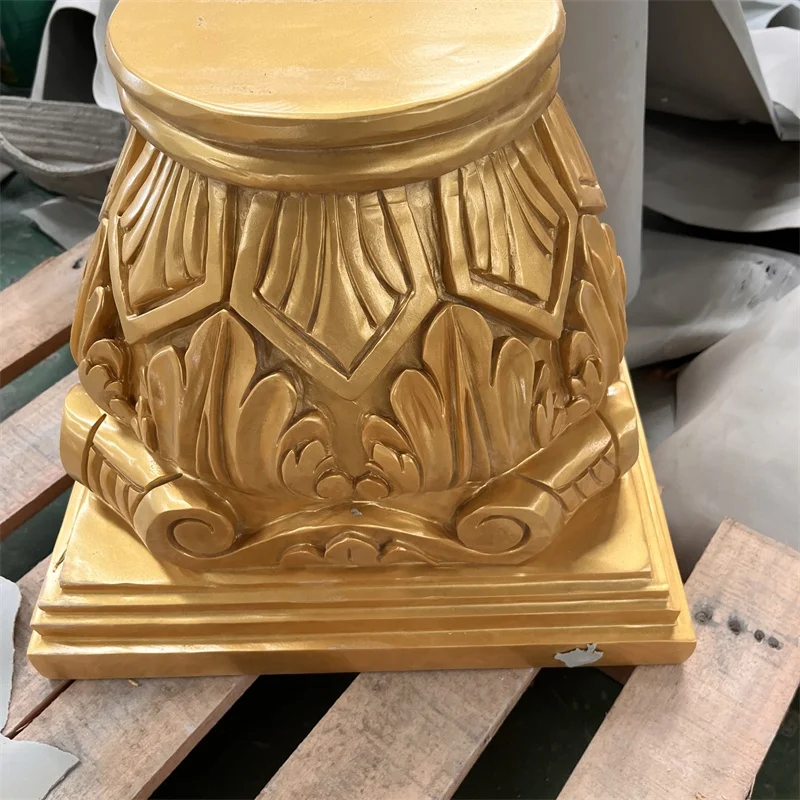 Modern Design Hand Carved Golden Column Capital For Home Factory Cheap Wholesale Golden Roman Column Top